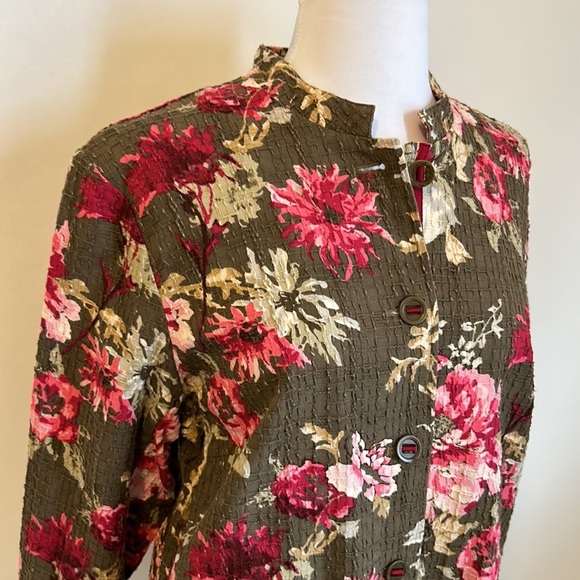 J. Jill Olive Floral Textured Jacket - Picture 8 of 11